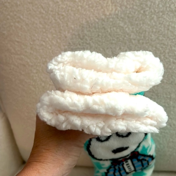 Peanuts Professor Snoopy Sherpa-Lined Green Gripper Socks - One Size V - Picture 6 of 7